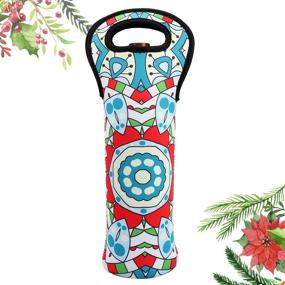 img 1 attached to 🍷 Durable Neoprene Wine Carrier Tote Bag with Bohemian Flower Design - Stylish and Protective Transport Bag for Champagne Bottles - Geometric Patterned Bottle Holder - Ideal for Travel (Bohemian-Set of 3)