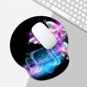 img 2 attached to 🦋 Glowing Night Pink Butterflies Mouse Pad with Wrist Rest Support: Custom Gaming Made Non Slip Rubber Base, Ergonomic Mouse Wrist Rest Pad for Computer Laptop Mousepad