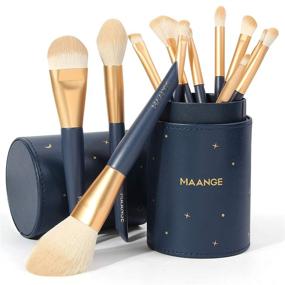 img 4 attached to 💄 Набор профессиональных синтетических кистей для макияжа MAANGE из 12 штук с держателем - достигните идеального макияжа с кистями для тонального крема, контура, пудры, консилера и теней.