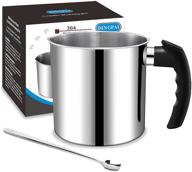 🕯️ candle making pouring pot, dingpai 44oz double boiler wax melting pot, 1pc spoon, 304 stainless steel candle making pitcher, silver color with heat-resistant handle and dripless pouring spout design - enhancing seo-friendly product title: dingpai 44oz candle making pouring pot | double boiler wax melting pot | 304 stainless steel candle making pitcher with heat-resistant handle, dripless pouring spout | silver color logo