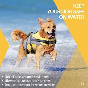 img 3 attached to 🌊 Kuoser High Visibility Dog Life Jacket, Pet Lifesaver Vest for Small Medium Large Dogs, Adjustable Floatation Coat with Reflective Strips & Rescue Handle - Enhance Safety and Visibility