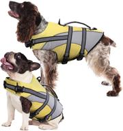 🌊 kuoser high visibility dog life jacket, pet lifesaver vest for small medium large dogs, adjustable floatation coat with reflective strips & rescue handle - enhance safety and visibility logo