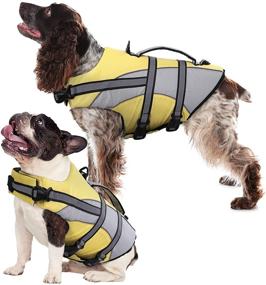 img 4 attached to 🌊 Kuoser High Visibility Dog Life Jacket, Pet Lifesaver Vest for Small Medium Large Dogs, Adjustable Floatation Coat with Reflective Strips & Rescue Handle - Enhance Safety and Visibility