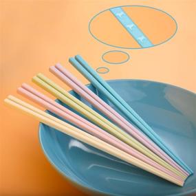 img 2 attached to Hiware Set of 5 Pairs Multicolor Reusable Fiberglass Chopsticks - Lightweight, Dishwasher Safe, Perfect Gift