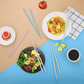 img 1 attached to Hiware Set of 5 Pairs Multicolor Reusable Fiberglass Chopsticks - Lightweight, Dishwasher Safe, Perfect Gift