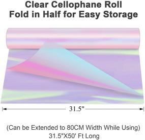 img 2 attached to Iridescent Rainbow Cellophane Wrap Paper - 15M Roll, 31.5 Inch x 50 Feet - Ideal for Gift Wrap, Holidays, Birthdays, and Flower Wrapping
