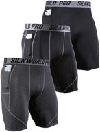 🏃 silkworld men's running short tights with compression and convenient pockets logo
