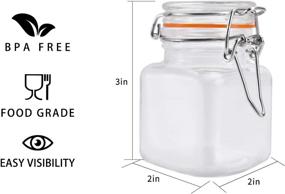 img 3 attached to 🏺 Set of 30 Clear Glass Jars with Airtight Lids and Leak Proof Rubber Gasket - 4 oz Wide Mouth Storage Containers, Hinged Mason Jars for Kitchen Canisters - Includes 1 Pen and 40 Chalk Labels