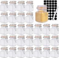 🏺 set of 30 clear glass jars with airtight lids and leak proof rubber gasket - 4 oz wide mouth storage containers, hinged mason jars for kitchen canisters - includes 1 pen and 40 chalk labels логотип