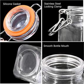 img 2 attached to 🏺 Set of 30 Clear Glass Jars with Airtight Lids and Leak Proof Rubber Gasket - 4 oz Wide Mouth Storage Containers, Hinged Mason Jars for Kitchen Canisters - Includes 1 Pen and 40 Chalk Labels