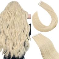 💁 ultimate ugeat 22 inch tape in hair extensions: invisible #60 platinum blonde, full head set - 20pcs/50g logo