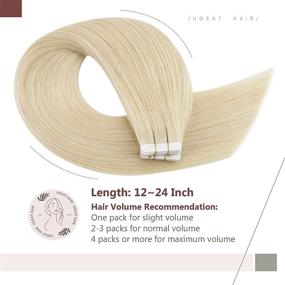 img 1 attached to 💁 Ultimate Ugeat 22 Inch Tape in Hair Extensions: Invisible #60 Platinum Blonde, Full Head Set - 20pcs/50g