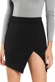 img 4 attached to 💃 Chic and Sophisticated: WDIRARA Women's Asymmetrical Solid Overlap Bodycon Workwear Skirt