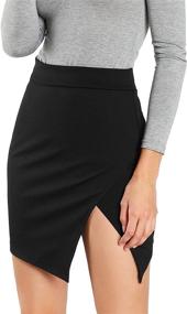 img 2 attached to 💃 Chic and Sophisticated: WDIRARA Women's Asymmetrical Solid Overlap Bodycon Workwear Skirt