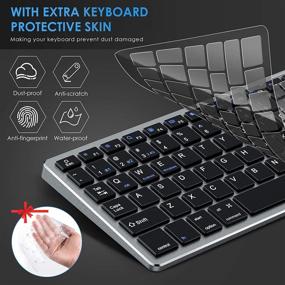 img 2 attached to 💻 Rechargeable Multi-Device Bluetooth Keyboard and Mouse Combo - HUIBEST Dual Mode (BT+2.4G) Wireless Keyboard and Mouse, Compatible with Windows/Android/Mac OS/iOS, Extra Silicone Keyboard Cover (Black+Gray)