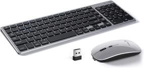 img 4 attached to 💻 Rechargeable Multi-Device Bluetooth Keyboard and Mouse Combo - HUIBEST Dual Mode (BT+2.4G) Wireless Keyboard and Mouse, Compatible with Windows/Android/Mac OS/iOS, Extra Silicone Keyboard Cover (Black+Gray)