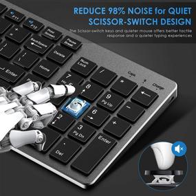 img 1 attached to 💻 Rechargeable Multi-Device Bluetooth Keyboard and Mouse Combo - HUIBEST Dual Mode (BT+2.4G) Wireless Keyboard and Mouse, Compatible with Windows/Android/Mac OS/iOS, Extra Silicone Keyboard Cover (Black+Gray)