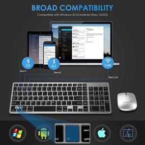 img 3 attached to 💻 Rechargeable Multi-Device Bluetooth Keyboard and Mouse Combo - HUIBEST Dual Mode (BT+2.4G) Wireless Keyboard and Mouse, Compatible with Windows/Android/Mac OS/iOS, Extra Silicone Keyboard Cover (Black+Gray)