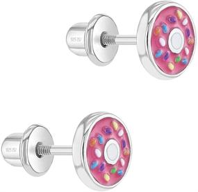 img 3 attached to 🍩 925 Sterling Silver Fun Enamel Donut Earrings with Colorful Sprinkles - Safe Screw Back Earrings for Girls - Multi-color Stud Earrings for Kids - Fun Gift for Children