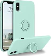 domaver for iphone xs max case 360° ring holder kickstand (support car mount) silicone soft rubber microfiber lining cushion protective cover for iphone xs max 6 portable audio & video logo