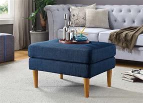 img 2 attached to 🔵 Convenience Concepts Designs4Comfort Marlow Ottoman, Blue Mid Century Fabric