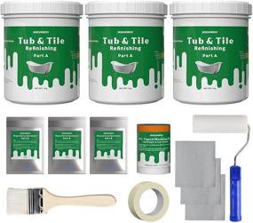 img 4 attached to NADAMOO Bathtub Refinishing Kit: Easy DIY Sink, Tub, and Tile Repair 🛁 for Porcelain Enamel, Acrylic, and Fiberglass - Semi-matte White Bright Tub Coating [3kg]