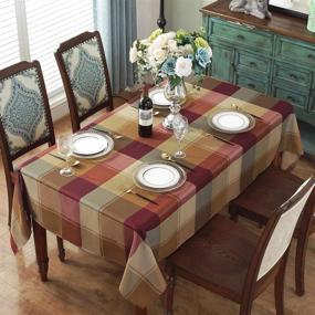 img 3 attached to 🏁 Checkered Rectangle Tablecloth: Spillproof & Dust-Resistant