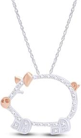 img 4 attached to 14K Gold Over Sterling Silver Two Tone Pig Pendant with Round Cut White Natural Diamond Accents