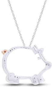 img 1 attached to 14K Gold Over Sterling Silver Two Tone Pig Pendant with Round Cut White Natural Diamond Accents