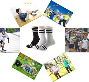 img 1 attached to 🧦 Oohmy Boys Girls Socks - 8-Pack of Terry Loop Cushioned Athletic Ankle Socks for Enhanced Performance