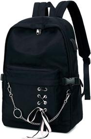 img 2 attached to 🎒 Stylish School Backpack for Teen Girl: Joymoze Classic Black Backpack with Chain for Women