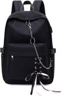 🎒 stylish school backpack for teen girl: joymoze classic black backpack with chain for women logo