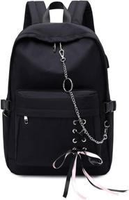 img 4 attached to 🎒 Stylish School Backpack for Teen Girl: Joymoze Classic Black Backpack with Chain for Women