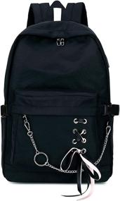 img 3 attached to 🎒 Stylish School Backpack for Teen Girl: Joymoze Classic Black Backpack with Chain for Women