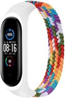 premium braided solo loop strap for mi band 4/5/6: soft stretchable nylon sport replacement wristband - xiaomi mi band 4/3 strap compatible logo