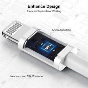img 3 attached to 🔌 Apple MFi Сертифицированный набор из 4 кабелей Lightning to USB длиной 3 фута - Быстрая зарядка iPhone для iPhone 12/11 Pro/11/XS MAX/XR/8/7/6s/6/5S/SE и iPad Original (1M)
