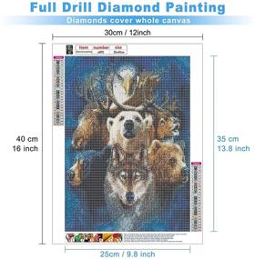 img 3 attached to 🖼️ MXJSUA 5D Diamond Painting Kit - Full Drill DIY Rhinestone Arts Craft for Home Wall Decor - Animals - Size: 12x16 inch