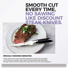 img 2 attached to 🔪 Premium Foxel Best Steak Knife Set: 4, 8, or 12 Pieces of Smooth Cut Serrated Blades with High Carbon Steel and Full Tang Handle - Gift Box Included