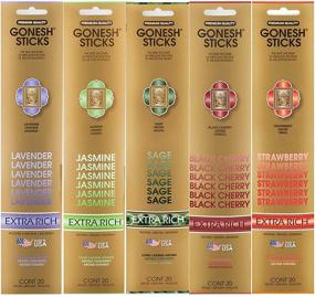 img 1 attached to 🌸 Gonesh Incense Extra Rich Floral Collection Variety Pack: Lavender, Jasmine, Sage, Black Cherry, Strawberry - Explore 5-Pack, 20 Sticks Each