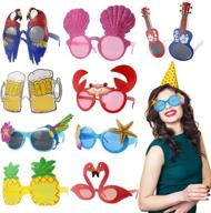 🏝️ christmas luau party sunglasses set - 9 fun hawaiian eyeglasses for tropical fancy photo booth props, summer pool party, beach themed costume accessories - ideal supplies for kids and adults dress-up логотип