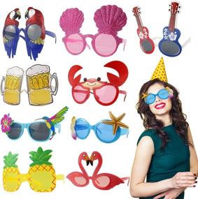 img 4 attached to 🏝️ Christmas Luau Party Sunglasses Set - 9 Fun Hawaiian Eyeglasses for Tropical Fancy Photo Booth Props, Summer Pool Party, Beach Themed Costume Accessories - Ideal Supplies for Kids and Adults Dress-up