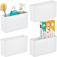 📦 mdesign plastic storage organizer bin for kitchen shelf, countertop, cabinet, or pantry organization - space saving solution for sandwich bags, plastic wrap, and linge collection - 4 pack - white логотип