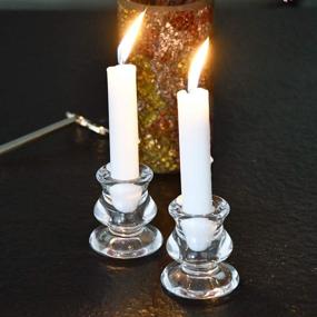 img 3 attached to Stylish Clear Glass Taper Candle Holders (Set of 2) - Perfect Centerpiece Decoration with 2.2cm Hole Diameter