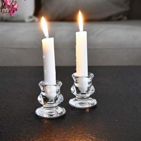img 1 attached to Stylish Clear Glass Taper Candle Holders (Set of 2) - Perfect Centerpiece Decoration with 2.2cm Hole Diameter