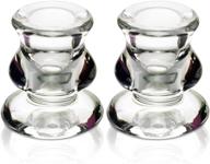 stylish clear glass taper candle holders (set of 2) - perfect centerpiece decoration with 2.2cm hole diameter logo
