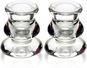 img 4 attached to Stylish Clear Glass Taper Candle Holders (Set of 2) - Perfect Centerpiece Decoration with 2.2cm Hole Diameter