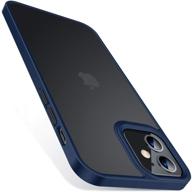 torras shockproof iphone 12 case/ iphone 12 pro case, military grade drop tested, translucent matte hard pc back with soft silicone edge, slim protective guardian, blue logo