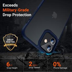 img 3 attached to TORRAS Shockproof iPhone 12 Case/ iPhone 12 Pro Case, Military Grade Drop Tested, Translucent Matte Hard PC Back with Soft Silicone Edge, Slim Protective Guardian, Blue