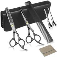 🔪 professional hair cutting scissors kit - stainless steel shears set for men, women, and pets - includes thinning scissors - ideal for barber, salon, and home use logo