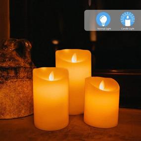 img 3 attached to 🕯️ Lezonic Rechargeable LED Flameless Pillar Candles Battery Operated with Flickering Moving Wicks, Pack of 3 - White Real Wax Candles (D 3”×H 4”5”6”) with Remote Control & Timer; Perfect for Home Decor and Holiday Atmosphere